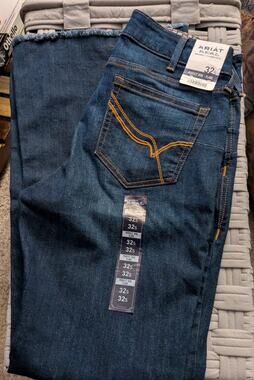 Ariat REAL Perfect Rise Flare Denim Jeans Frayed Hem 32S